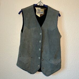 Vintage 80s Pioneer Wear Black Suede and Sherpa Motocycle Riding Vest